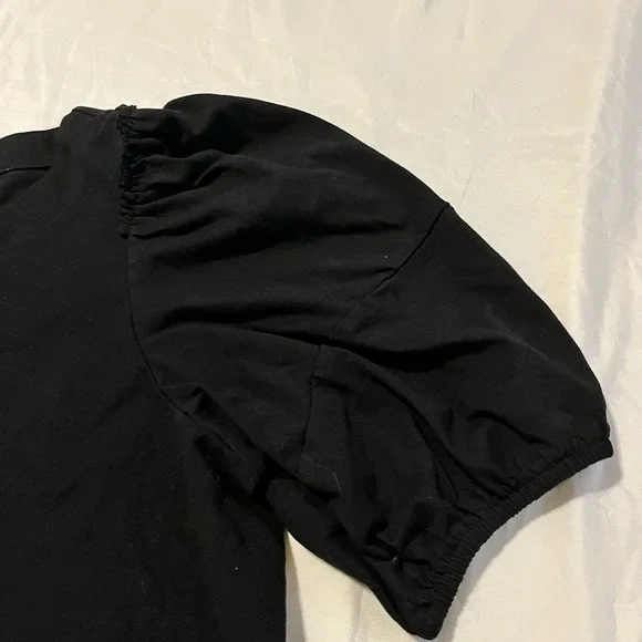 Madewell‎ Women's Sz M Puff Sleeve Black Tee Romantic Cottage Core Top - Picture 4 of 10